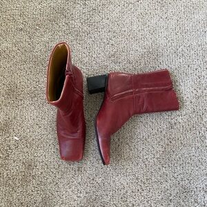 Vintage Burgundy Ankle Boots